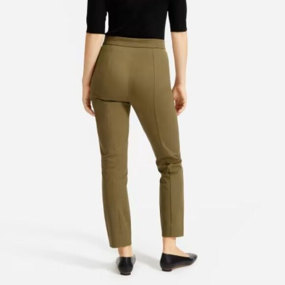 Everlane The Fixed Waist Stretch Cotton Work High Rise Pant Olive Green 10 - Picture 2 of 11